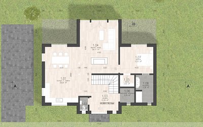 stavební pozemek s projektem rodinného domu 412